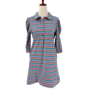 Buru Striped Rainbow Collared Shirt Dress Small‎